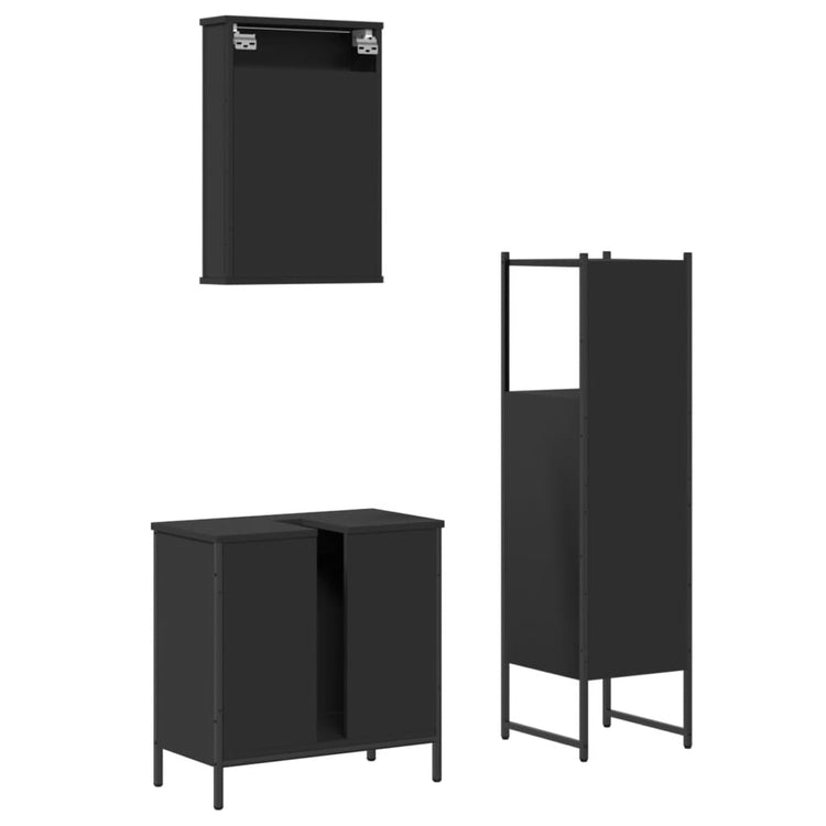 Set Mobili da Bagno 3 pz Nero in Legno Multistrato 3214820