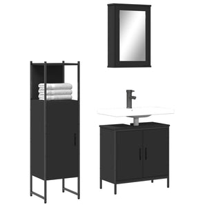 Set Mobili da Bagno 3 pz Nero in Legno Multistrato 3214820