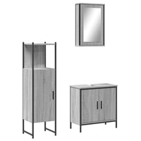 Set Mobili da Bagno 3 pz Grigio Sonoma in Legno Multistrato 3214823