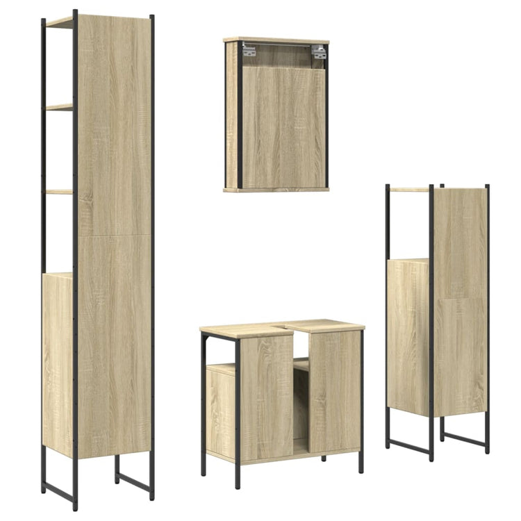 Set Mobili da Bagno 4 pz Rovere Sonoma in Legno Multistrato 3214826