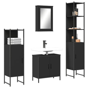 Set Mobili da Bagno 4 pz Nero in Legno Multistrato 3214830