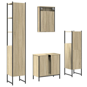 Set Mobili da Bagno 4 pz Rovere Sonoma in Legno Multistrato 3214831