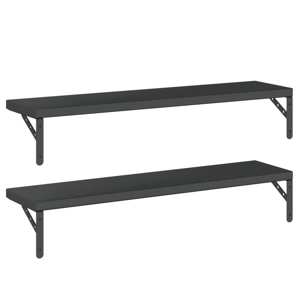 Mensole a Muro 2 pz 100x23,5 cm Nero in Acciaio Inossidabile 3214513