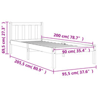 Giroletto Marrone Cera 90x200 cm in Legno Massello di Pino 844806