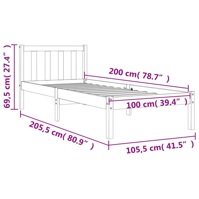 Giroletto senza Materasso Marrone Cera 100x200 cm Legno di Pino 844807