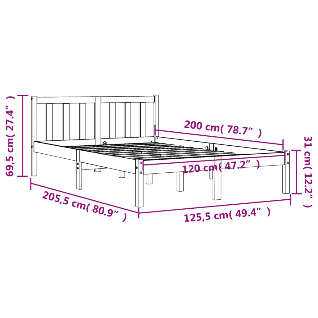 Giroletto senza Materasso Marrone Cera 120x200 cm Legno di Pino 844808