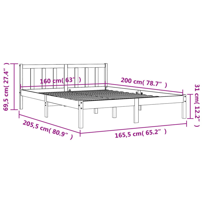 Giroletto Marrone Cera 160x200 cm in Legno Massello di Pino 844811