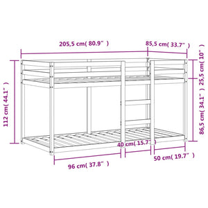 Letto a Castello Marrone Cera 80x200 cm in Legno di Pino 844828