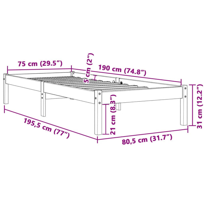 Giroletto Marrone Cera 75x190 cm in Legno Massello di Pino 844833