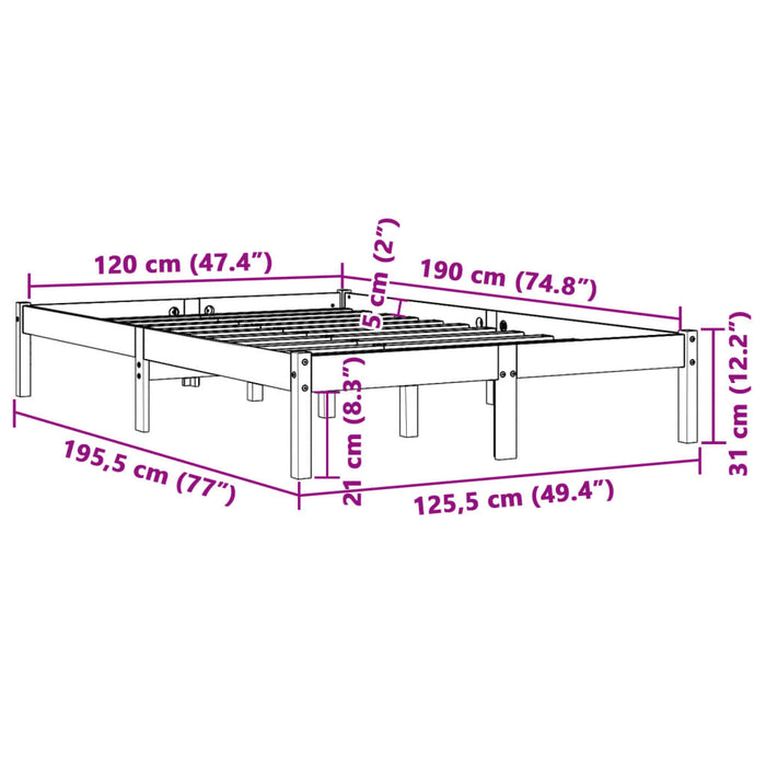 Giroletto Marrone Cera 120x190 cm in Legno Massello di Pino 844839