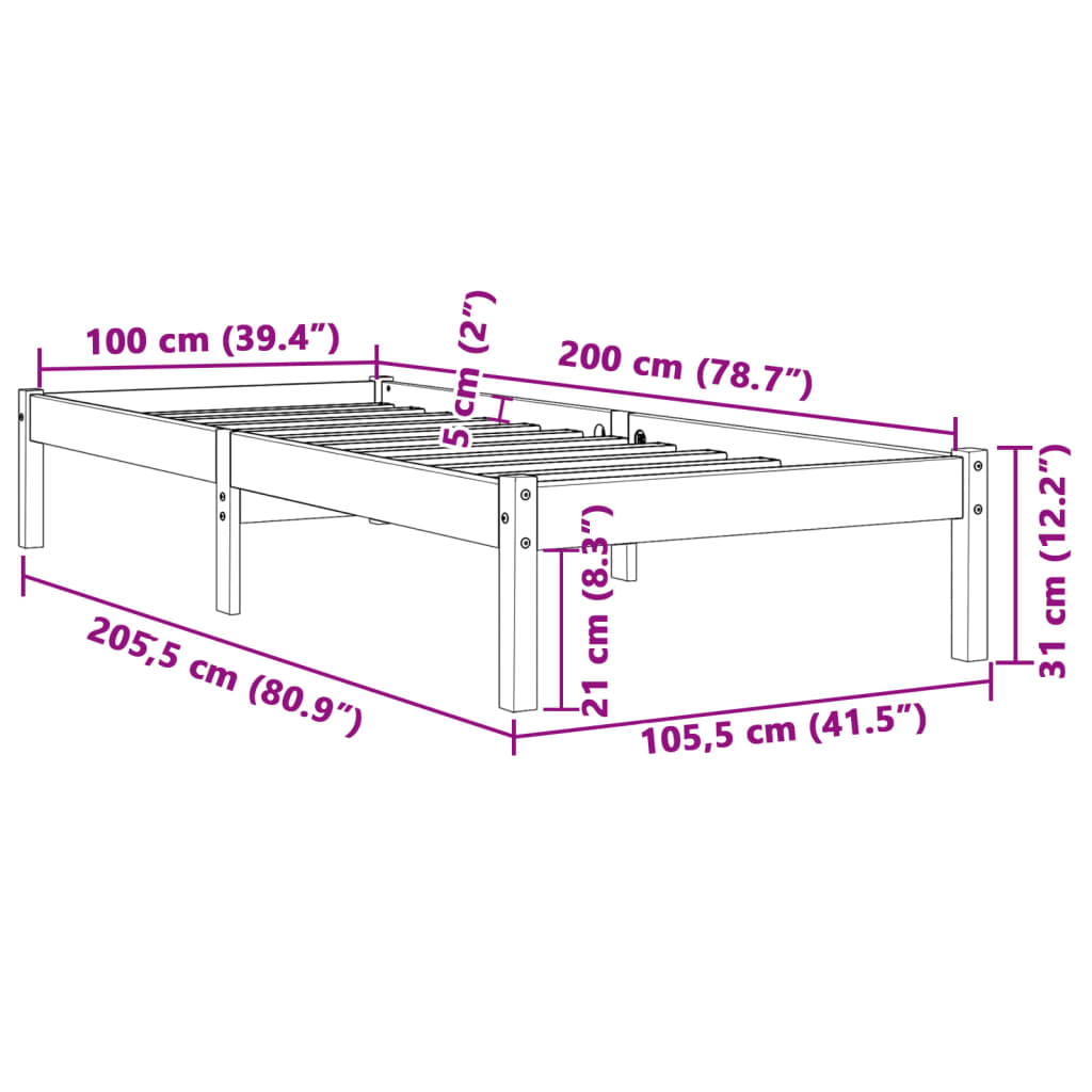 Giroletto Marrone Cera 100x200 cm in Legno Massello di Pino 844851