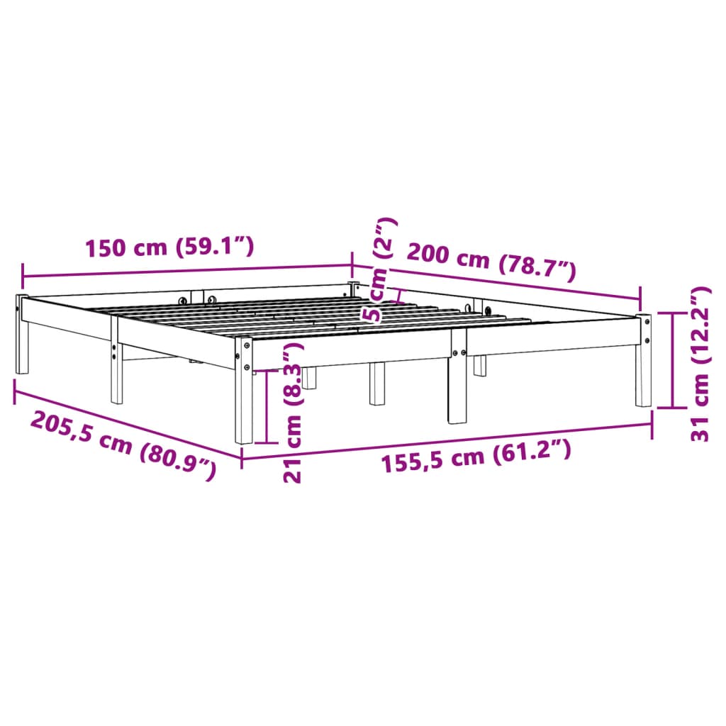 Giroletto Marrone Cera 150x200 cm in Legno Massello di Pino 844860