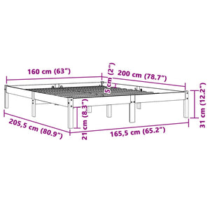 Giroletto Marrone Cera 160x200 cm in Legno Massello di Pino 844863