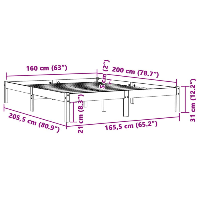 Giroletto Marrone Cera 160x200 cm in Legno Massello di Pino 844863