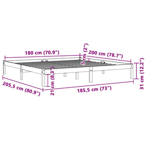 Giroletto Marrone Cera 180x200 cm in Legno Massello di Pino 844866