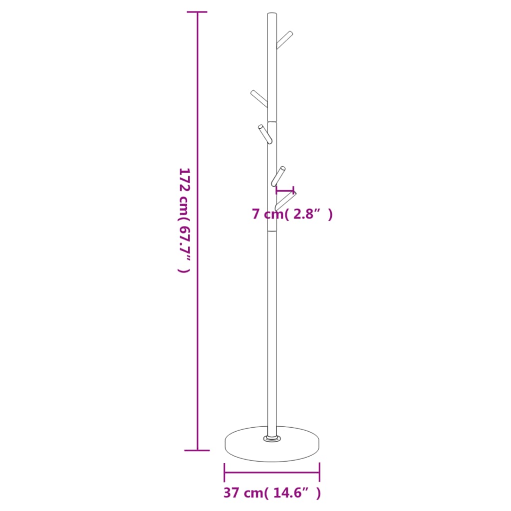 Appendiabiti Nero 172 cm in Ferro Verniciato a Polvere 377087