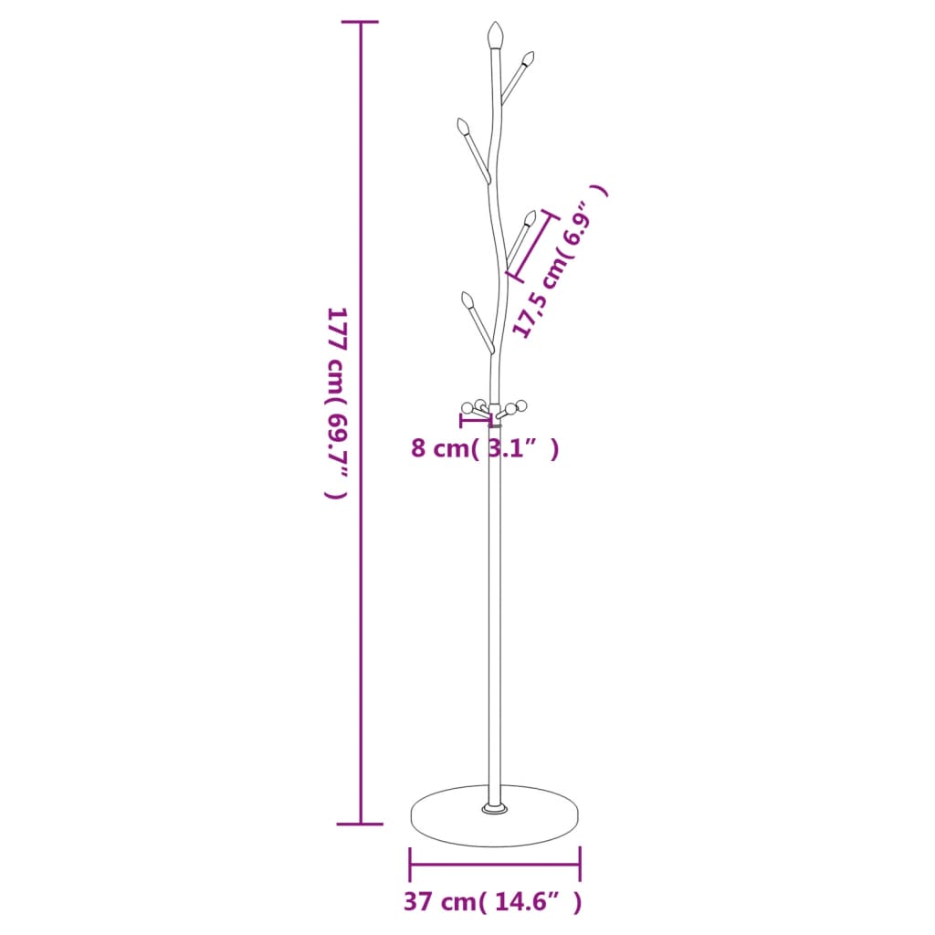 Appendiabiti Bianco 177 cm in Ferro Verniciato a Polvere 377093