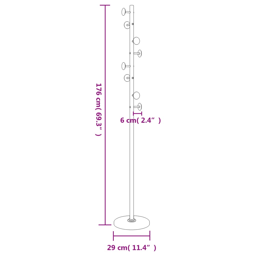 Appendiabiti Bianco 176 cm in Ferro Verniciato a Polvere 377095