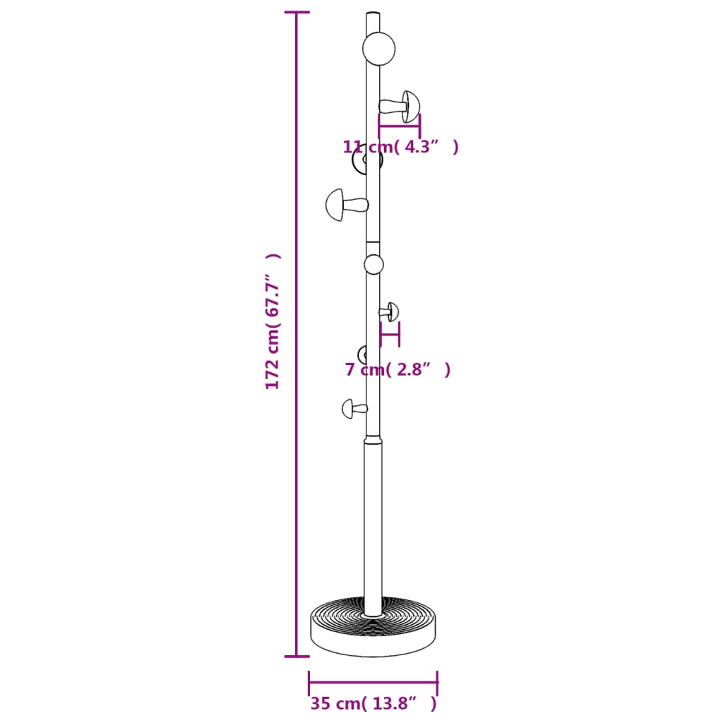 Appendiabiti Blu 172 cm in Ferro Verniciato a Polvere 377098