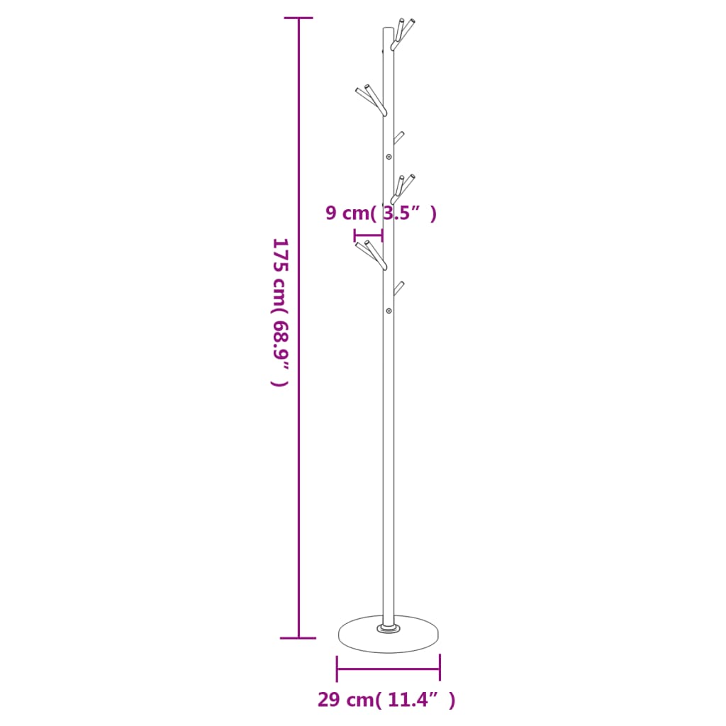 Appendiabiti Nero 175 cm in Ferro Verniciato a Polvere 377103