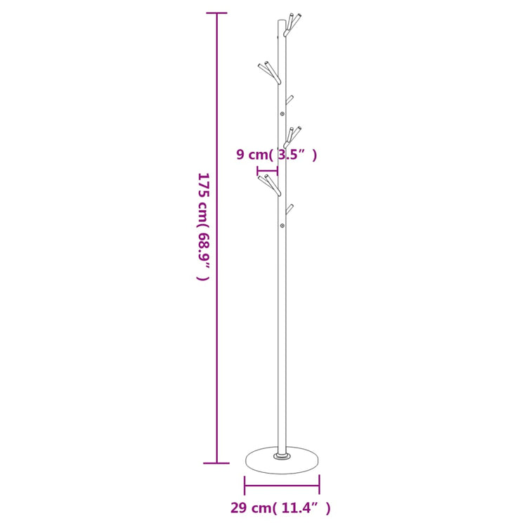 Appendiabiti Nero 175 cm in Ferro Verniciato a Polvere 377103