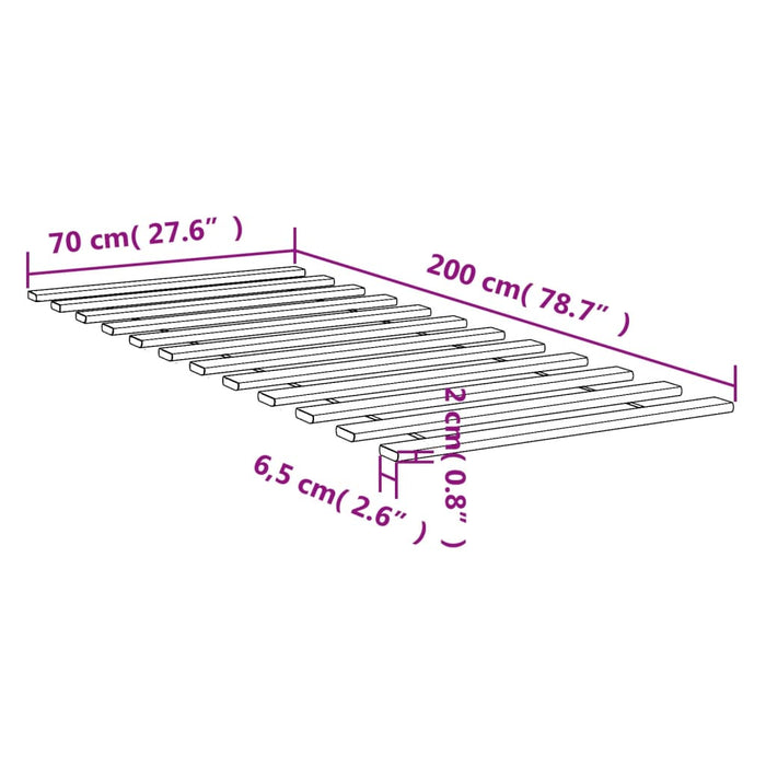 Doghe per Letto 70x200 cm in Legno Massello di Pino 377303