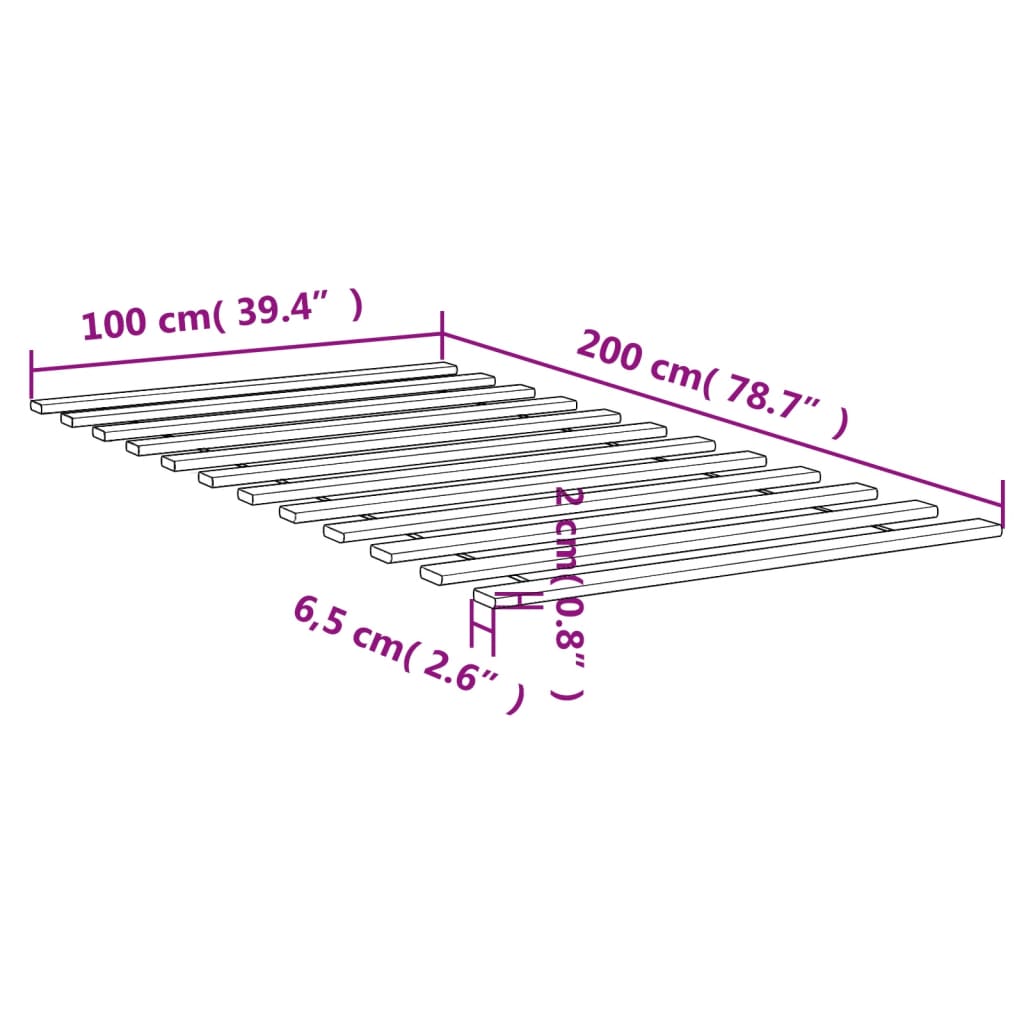 Doghe per Letto 100x200 cm in Legno Massello di Pino 377306