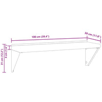 Mensola a Muro 100x30x31 cm Argento in Acciaio Inossidabile 30273