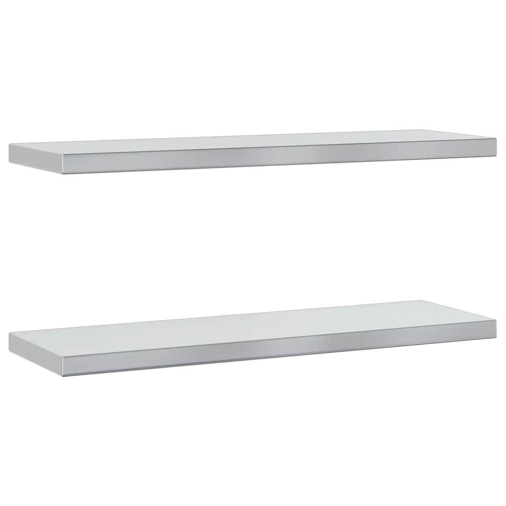 Mensole a Muro 2 pz 75x23,5x3cm Argento in Acciaio Inossidabile 30283