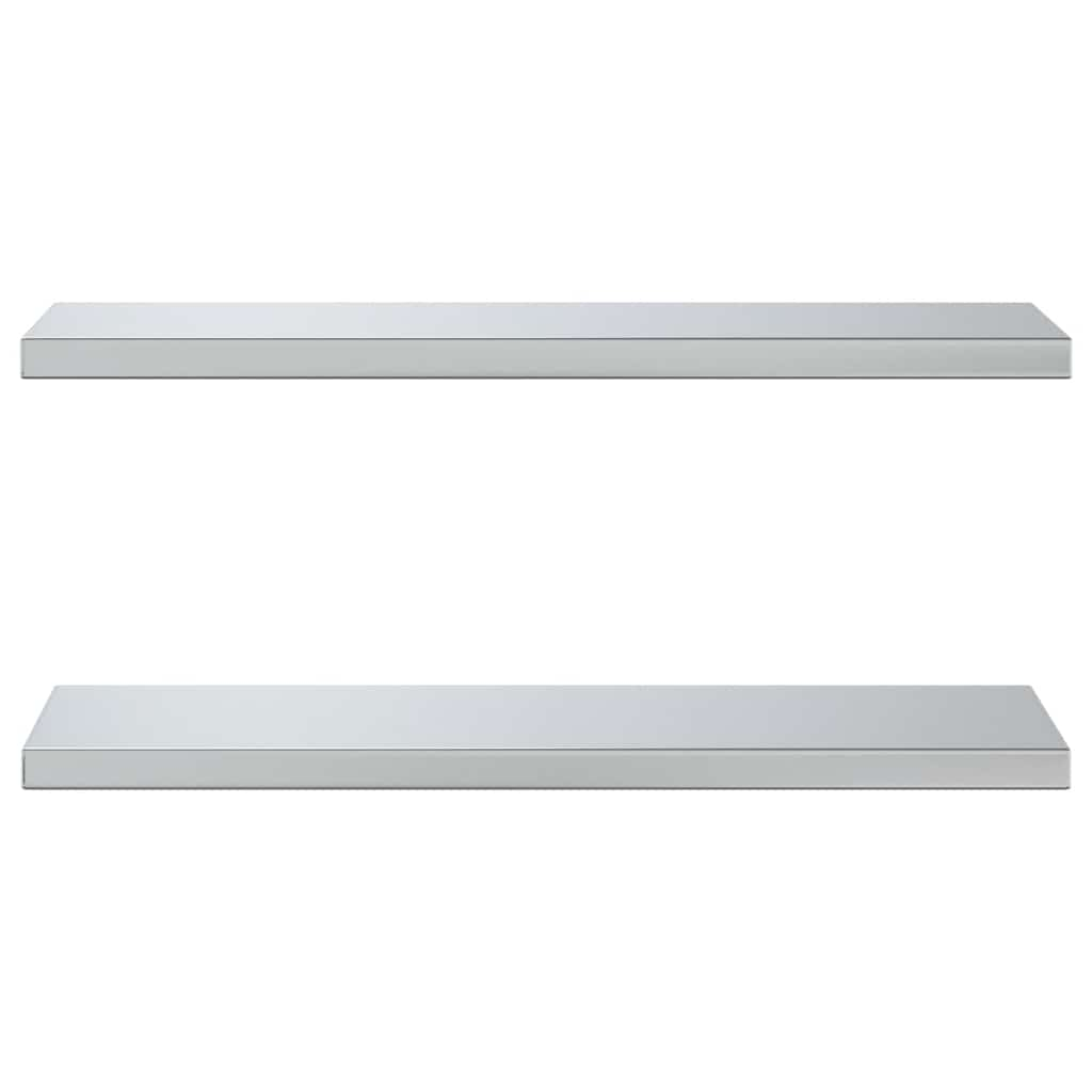 Mensole a Muro 2 pz 75x23,5x3cm Argento in Acciaio Inossidabile 30283