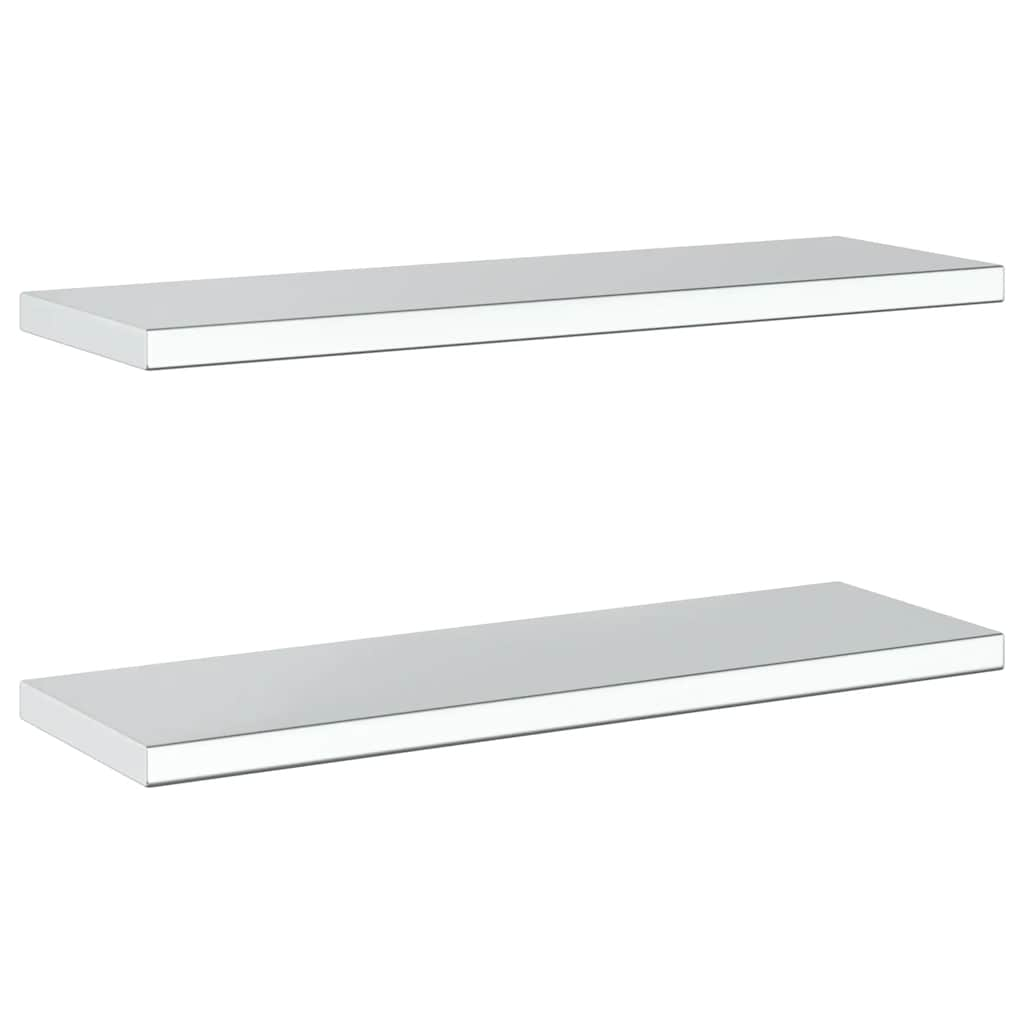 Mensole a Muro 2 pz 75x23,5x3cm Argento in Acciaio Inossidabile 30283