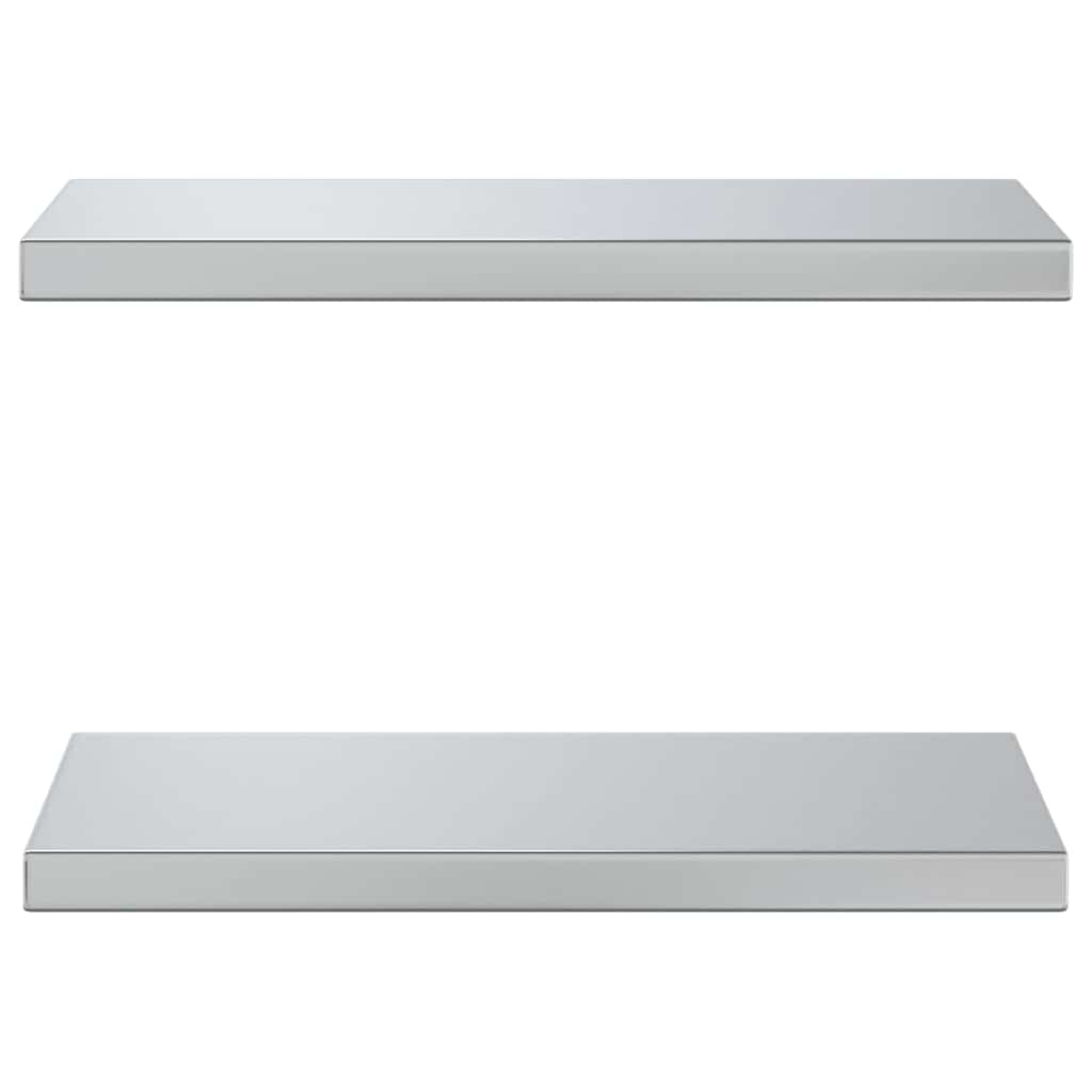 Mensole a Muro 2 pz 50x23,5x3cm Argento in Acciaio Inossidabile 30286