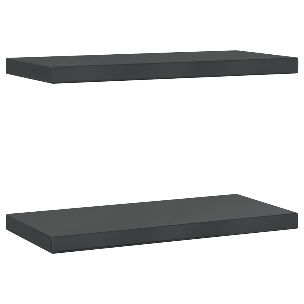 Mensole a Muro 2 pz 50x23,5x3 cm Nero in Acciaio Inossidabile 30295