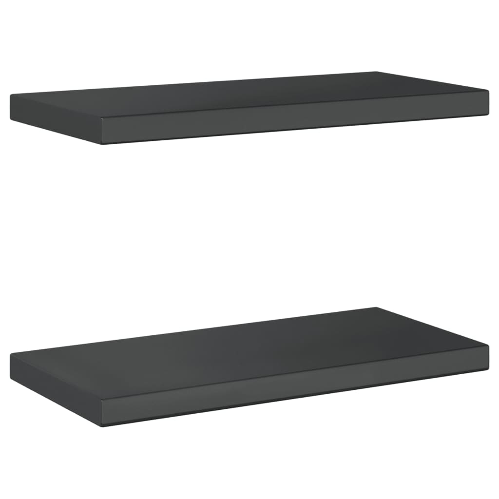 Mensole a Muro 2 pz 50x23,5x3 cm Nero in Acciaio Inossidabile 30295