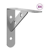 Staffe per Mensola 4 pz 15x2,5x11,5 cm in Acciaio Inox Argento 30296