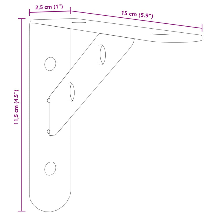 Staffe per Mensola 4 pz 15x2,5x11,5 cm in Acciaio Inox Argento 30296