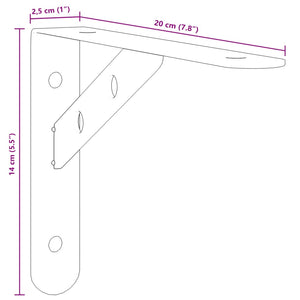 Staffe per Mensola 4 pz 20x2,5x14 cm in Acciaio Inox Argento 30297