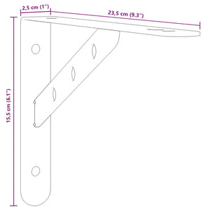 Staffe per Mensola 4 pz 23,5x2,5x15,5cm in Acciaio Inox Argento 30298