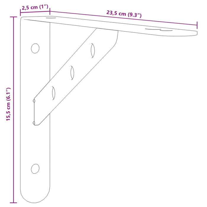 Staffe per Mensola 4 pz 23,5x2,5x15,5cm in Acciaio Inox Argento 30298