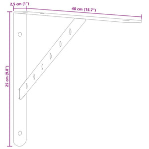 Staffe per Mensola 4 pz 40x2,5x25 cm in Acciaio Inox Argento 30300