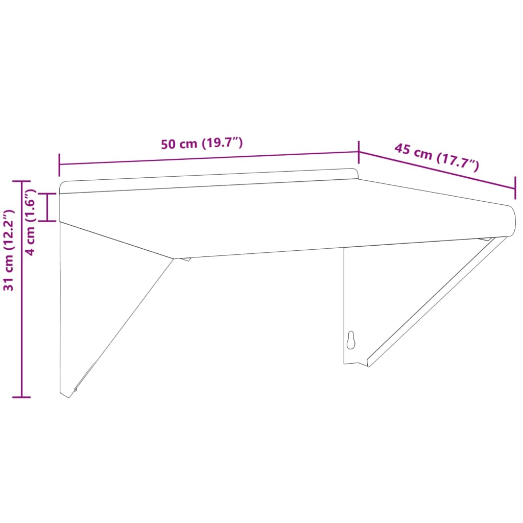 Staffe per Mensola 4 pz 23,5x2,5x15,5 cm in Acciaio Inox Nero 30303