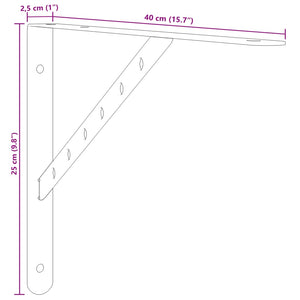 Staffe per Mensola 4 pz 40x2,5x25 cm in Acciaio Inox Nero 30305