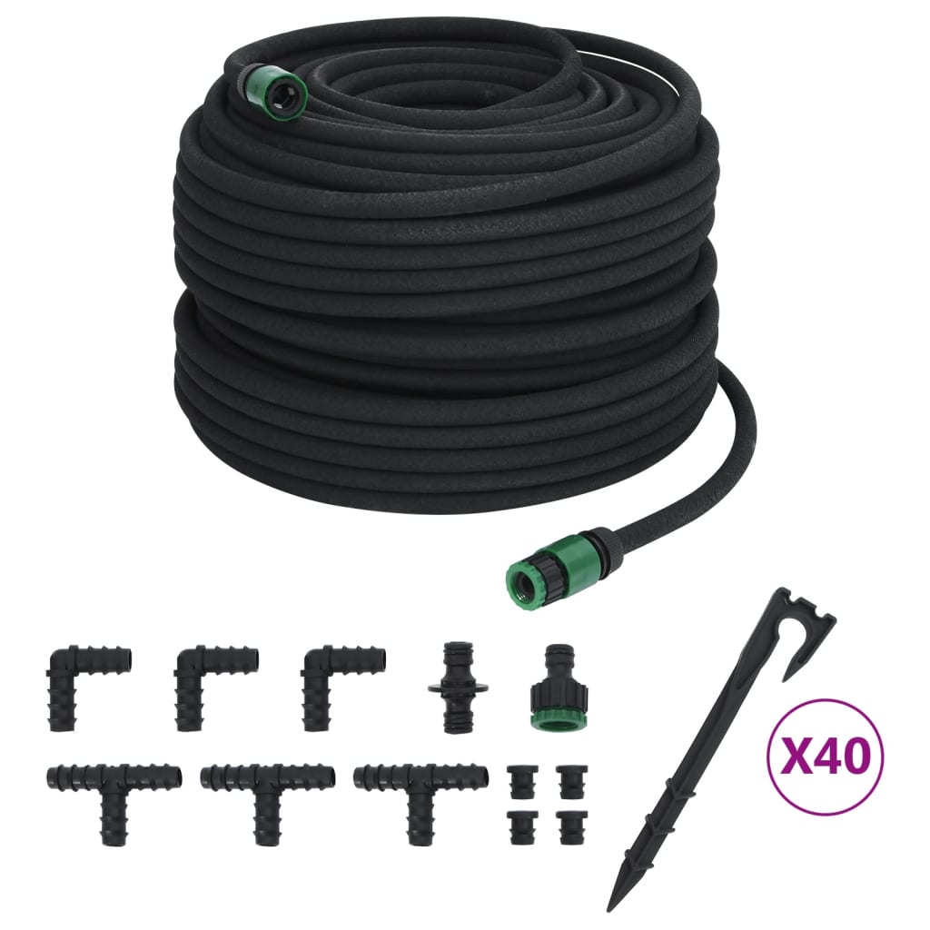 Tubo di Irrigazione da Giardino Nero 0,6" 100 m in Gomma 155874