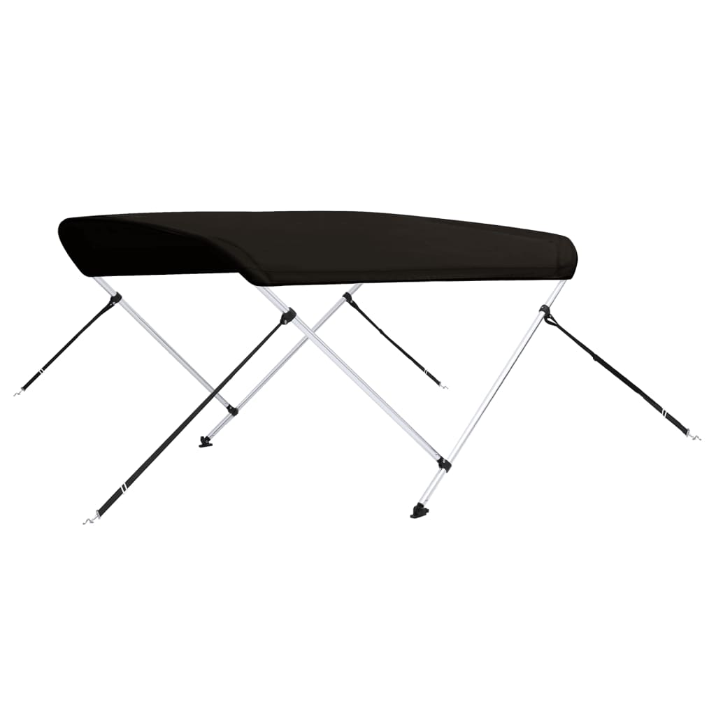 Bimini di Prua con Tendalino 2 Archi Nero 148,5x133x104 cm 94795