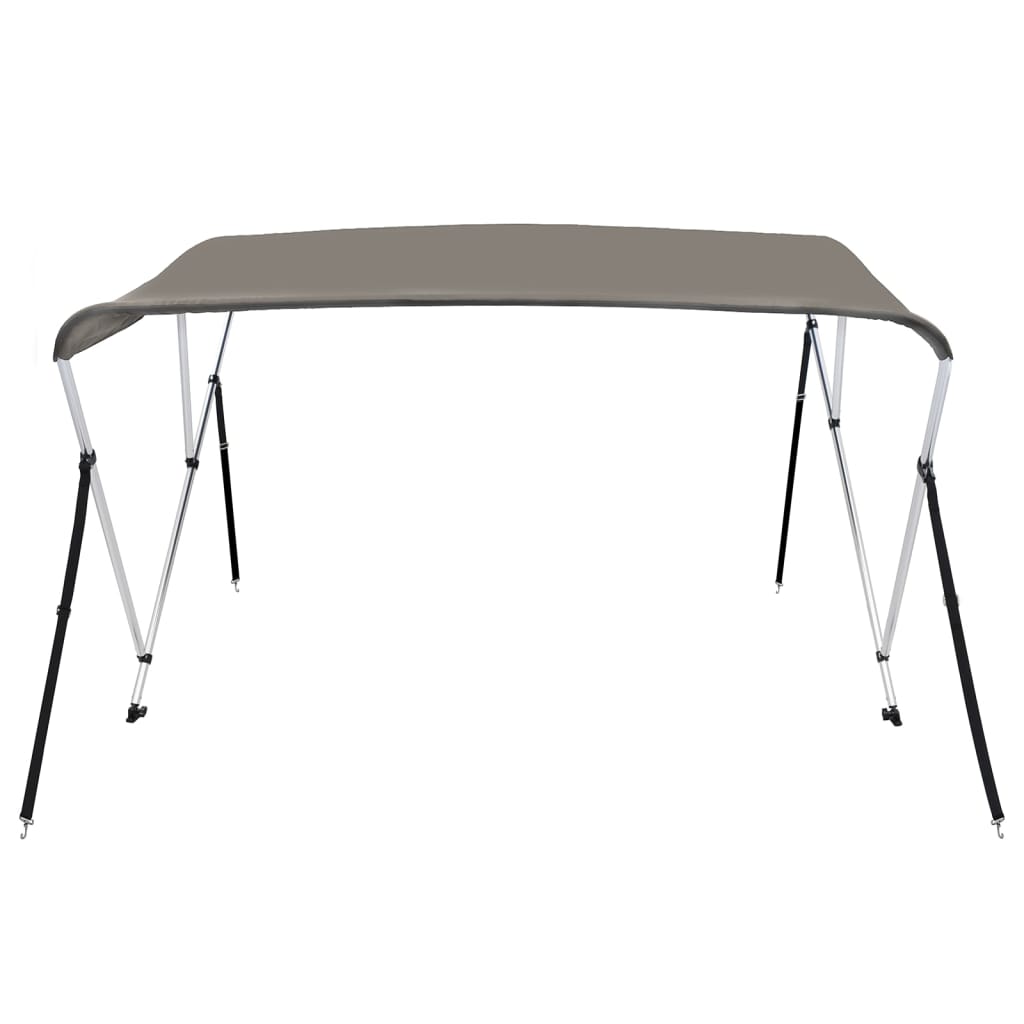 Bimini di Prua con Tendalino 3 Archi Grigio 184x170x133 cm 94799