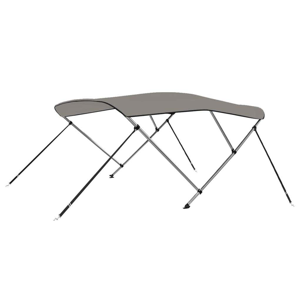 Bimini di Prua con Tendalino 3 Archi Grigio 184x170x133 cm 94799