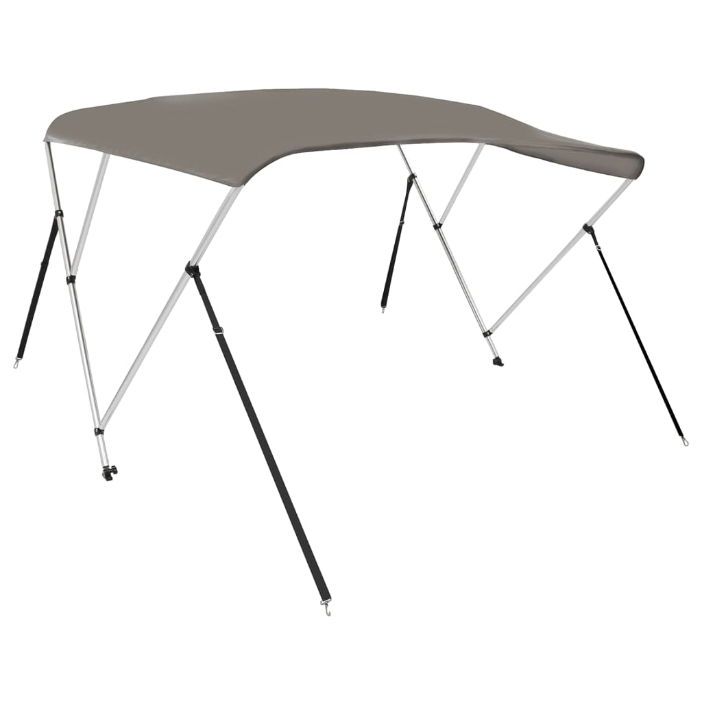 Bimini di Prua con Tendalino 3 Archi Grigio 183x196x137 cm 94801