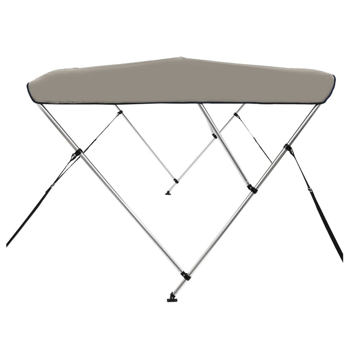 Bimini di Prua con Tendalino 3 Archi Grigio 183x196x137 cm 94801