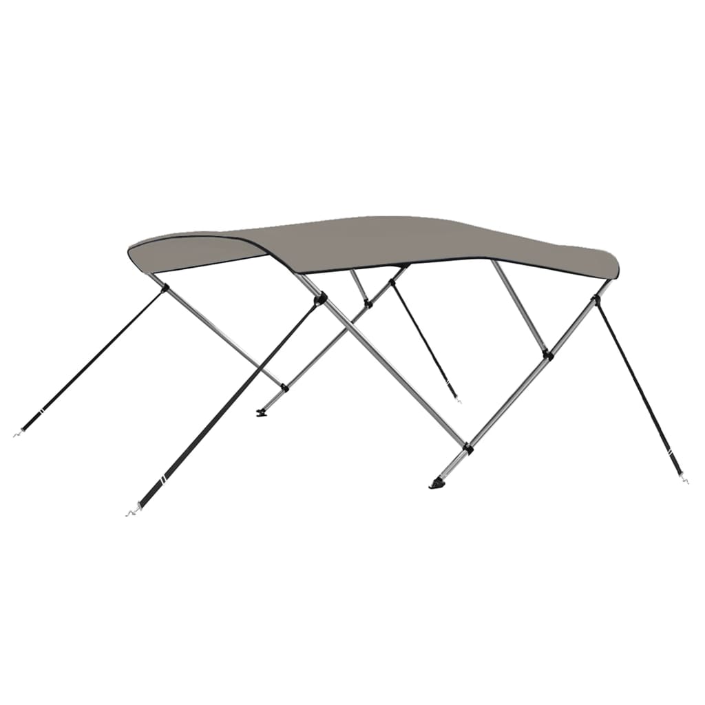 Bimini di Prua con Tendalino 3 Archi Grigio 183x196x137 cm 94801