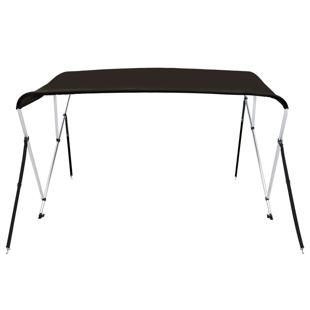 Bimini di Prua con Tendalino 3 Archi Nero 184x189x135 cm 94805